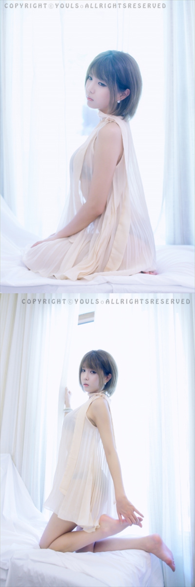 韩国超模许允美  白纱裙室拍写真