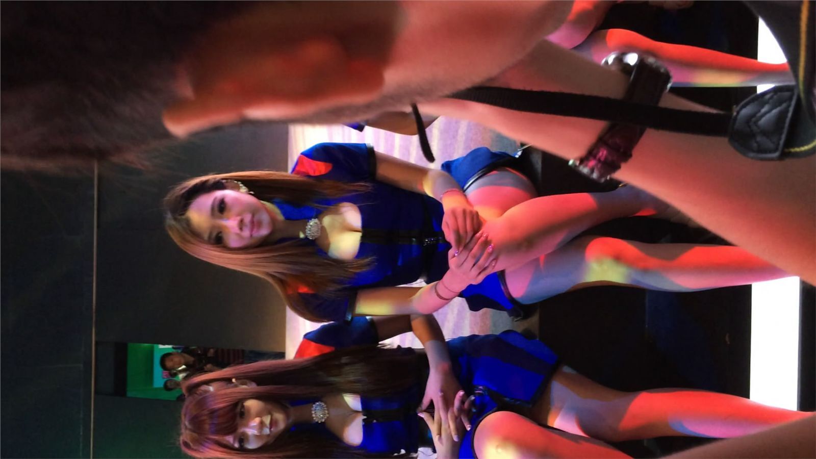 蓝色包臀短裙性感美女模特showgirl可爱唯美