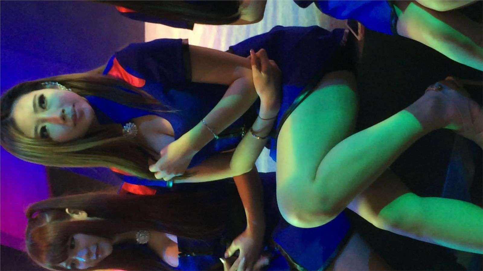 蓝色包臀短裙性感美女模特showgirl可爱唯美