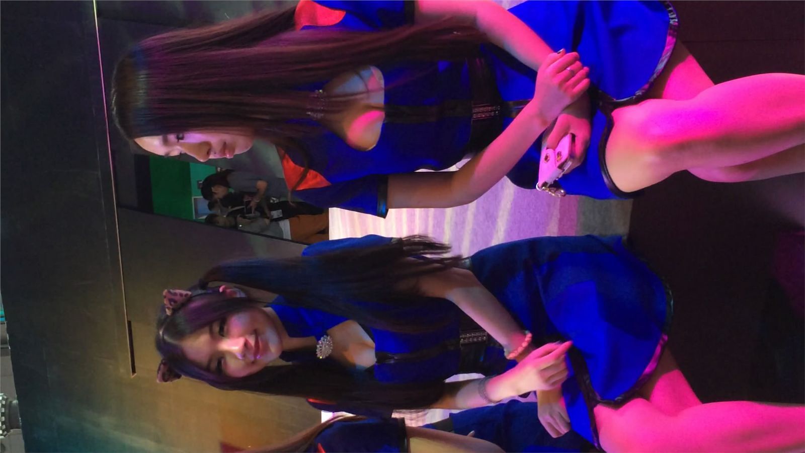 蓝色包臀短裙性感美女模特showgirl可爱唯美