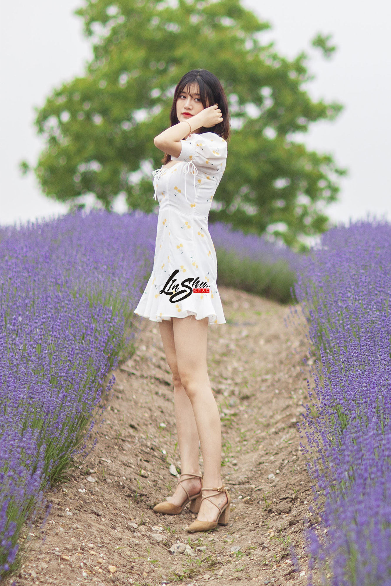 柔性天堂  – 白色碎花短裙美腿