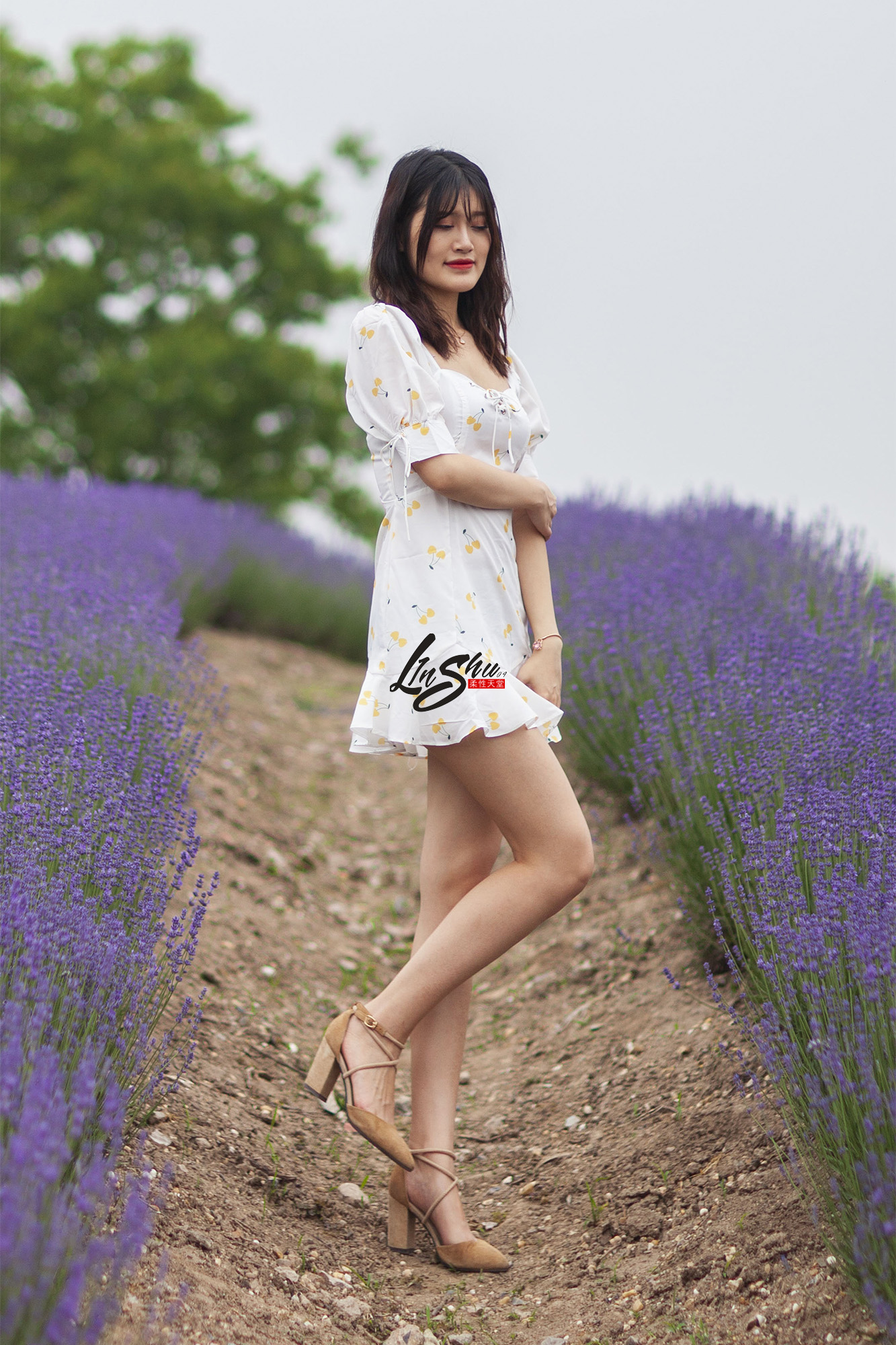 柔性天堂  – 白色碎花短裙美腿