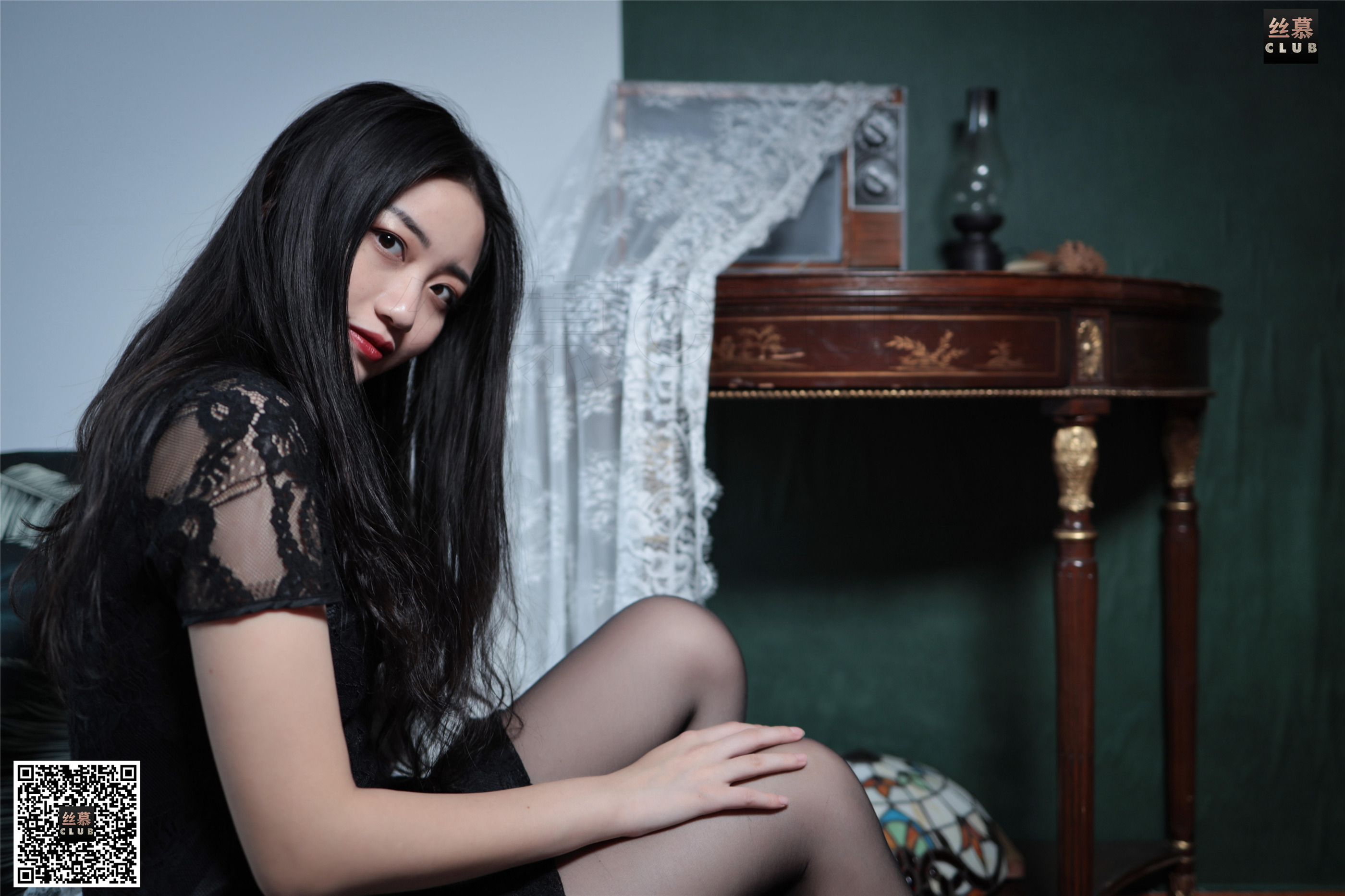 丝慕写真 SM076 天天一元 模特：双双《双双-柔情-黑s》74P130M