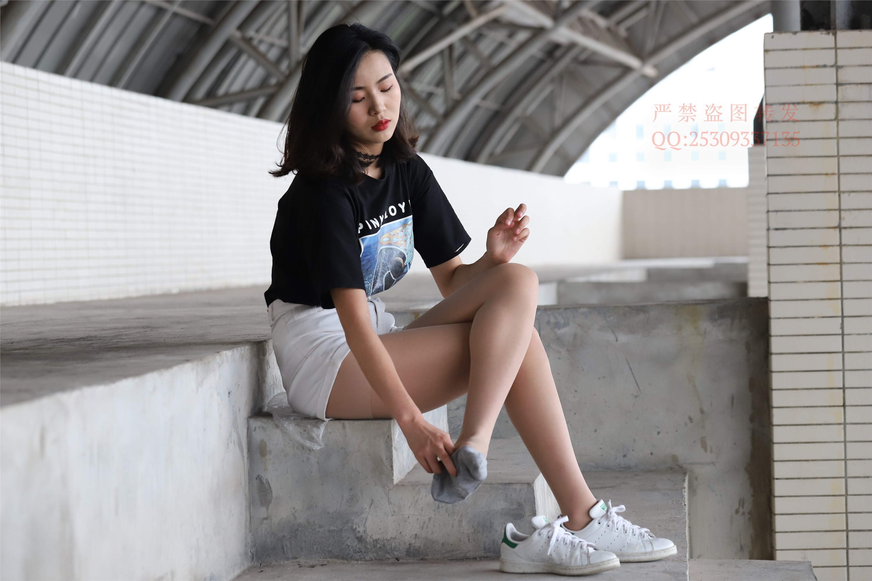 大西瓜套图 2018 7.8月活动模特二贝壳头户外肉si船袜2