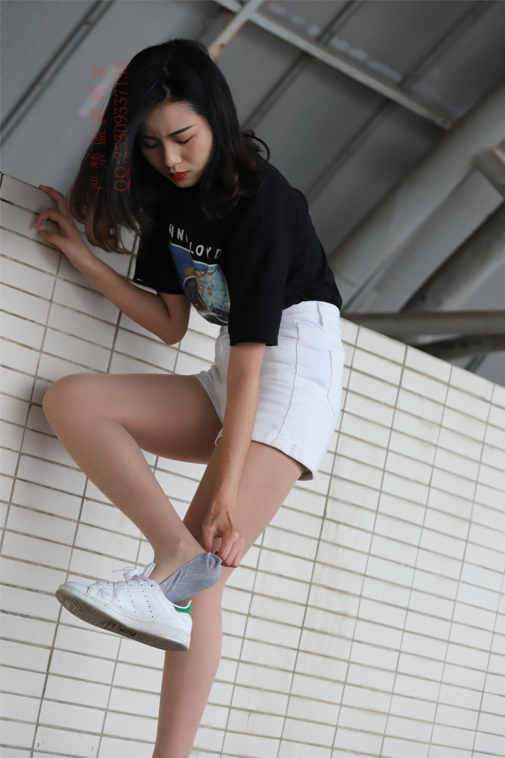 大西瓜套图 2018 7.8月活动模特二贝壳头户外肉si船袜2