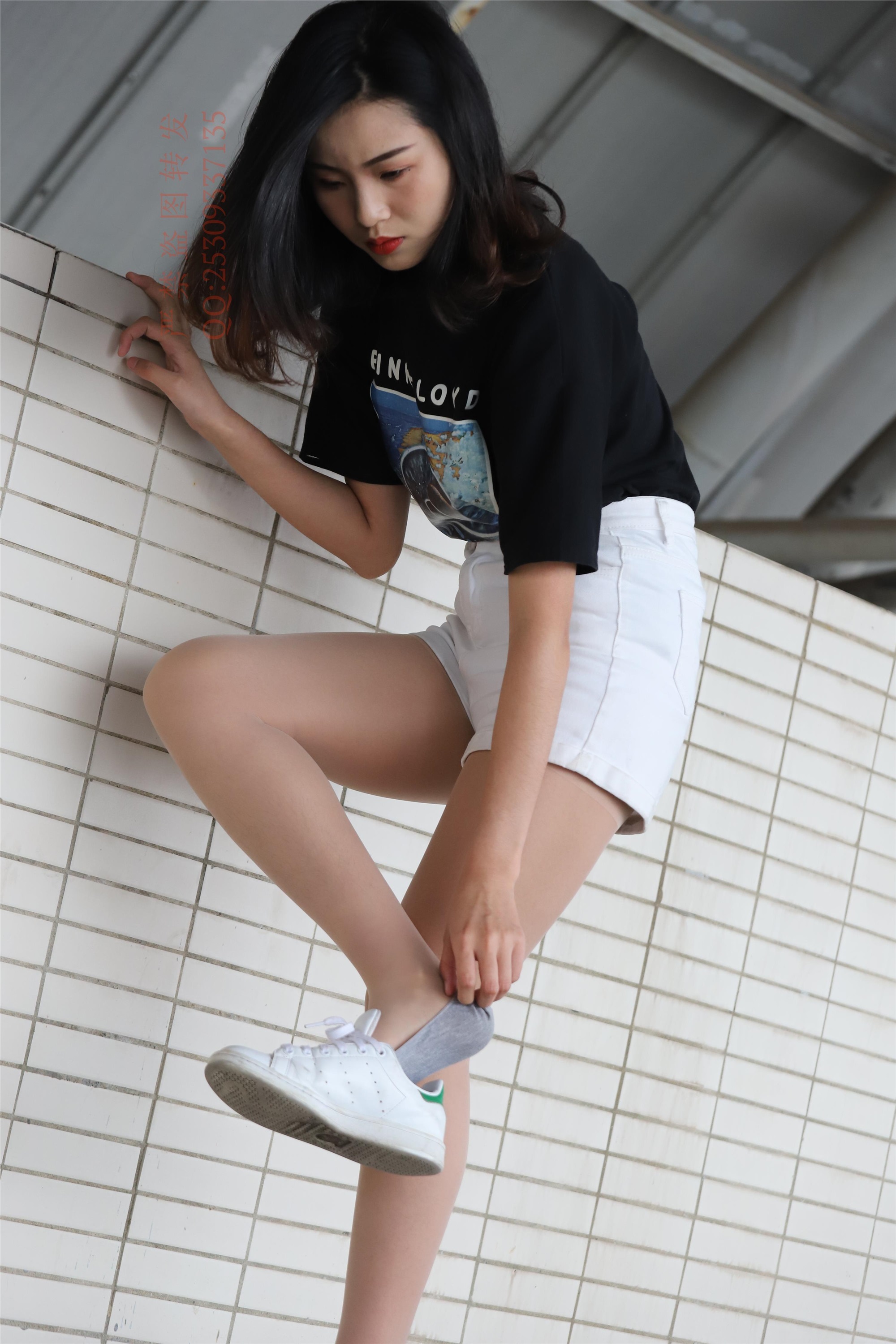 大西瓜套图 2018 7.8月活动模特二贝壳头户外肉si船袜2