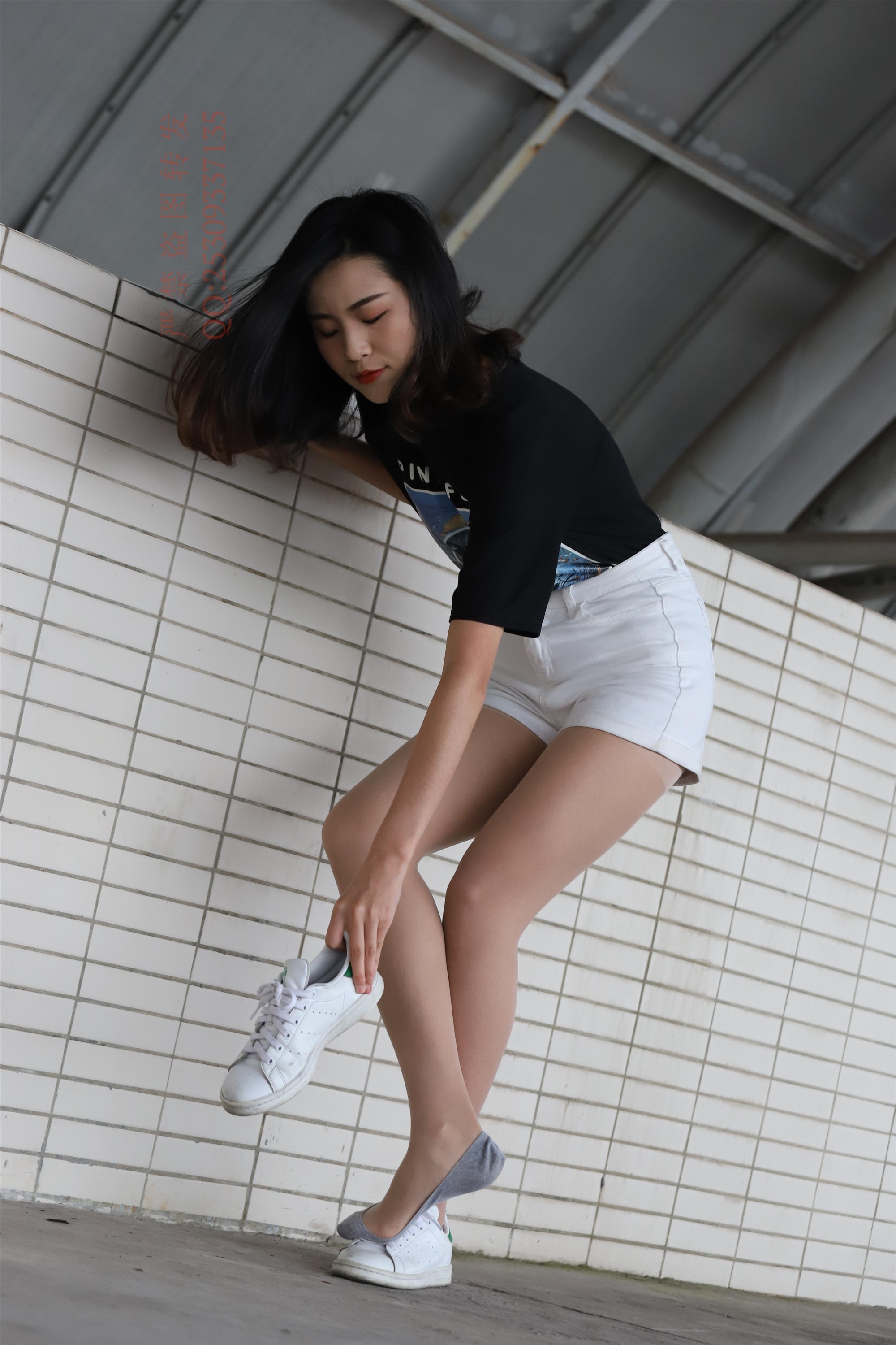 大西瓜套图 2018 7.8月活动模特二贝壳头户外肉si船袜2