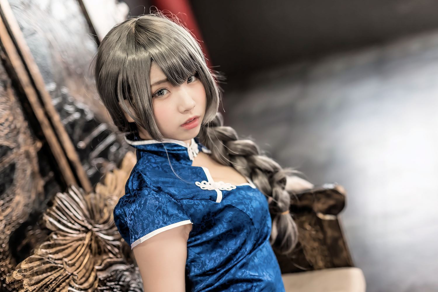 中華娘娘之Blue蓝色旗袍与美腿高跟