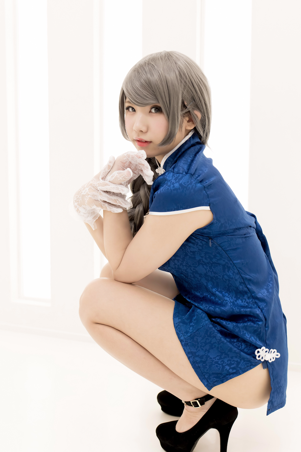 中華娘娘之Blue蓝色旗袍与美腿高跟