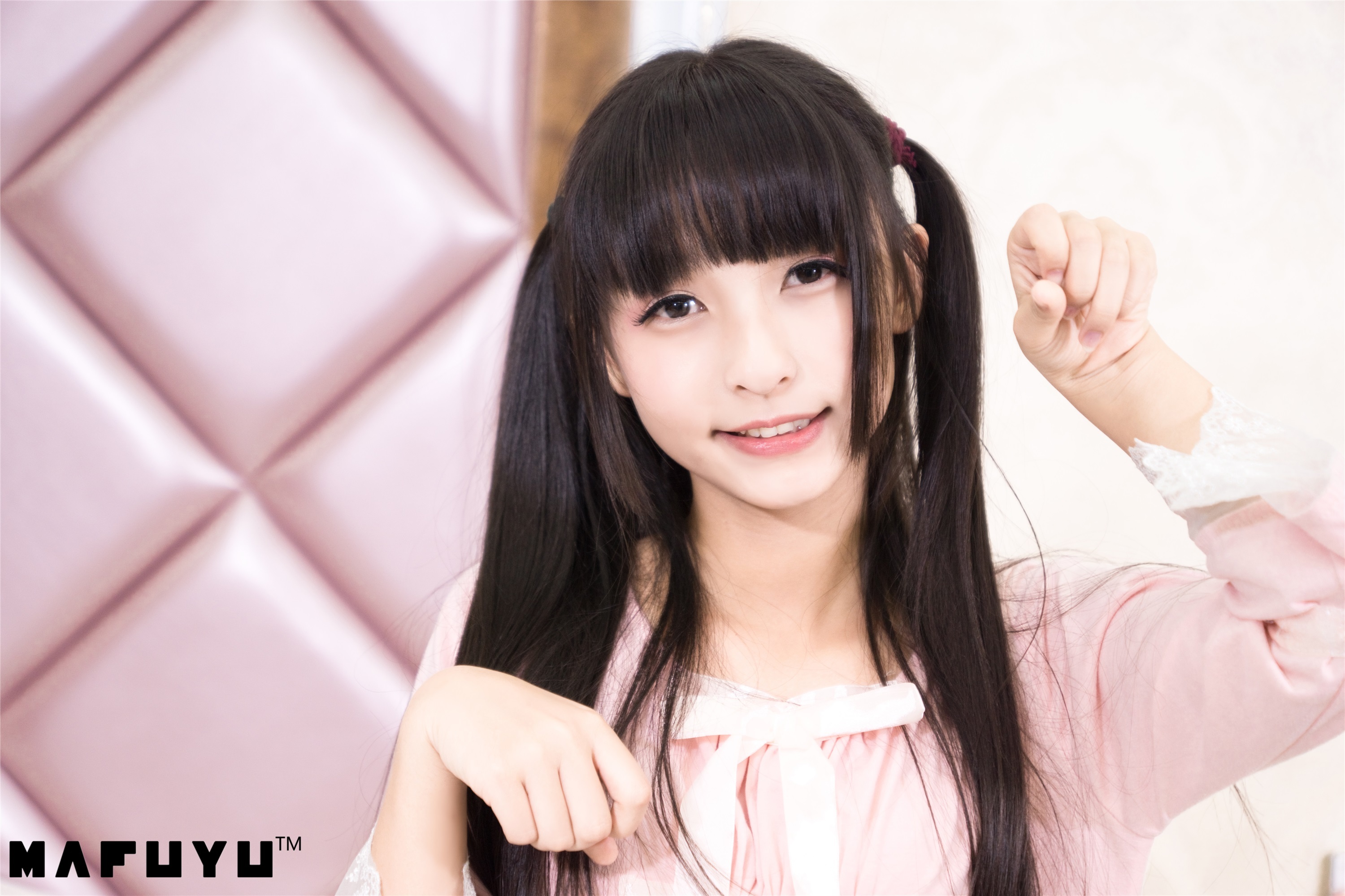 神楽坂真冬套图 - 粉白条纹系列