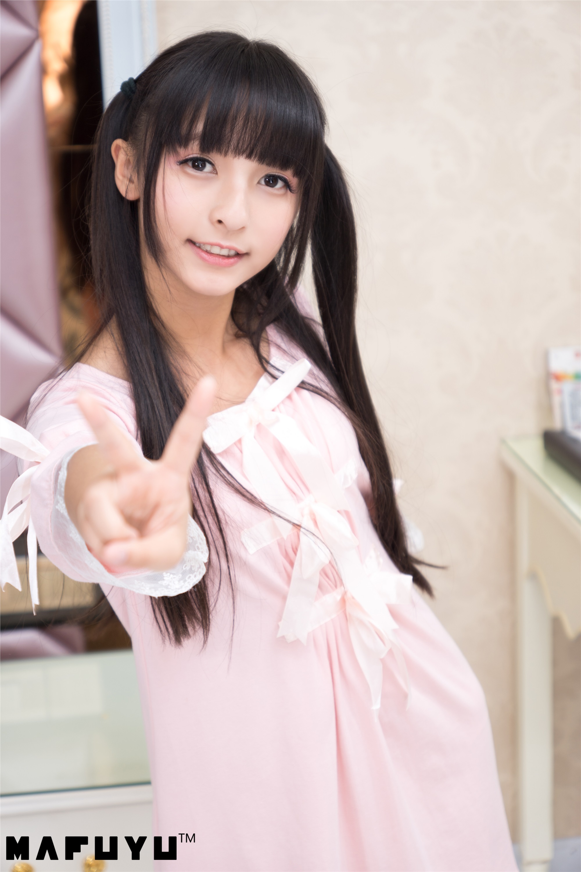 神楽坂真冬套图 - 粉白条纹系列