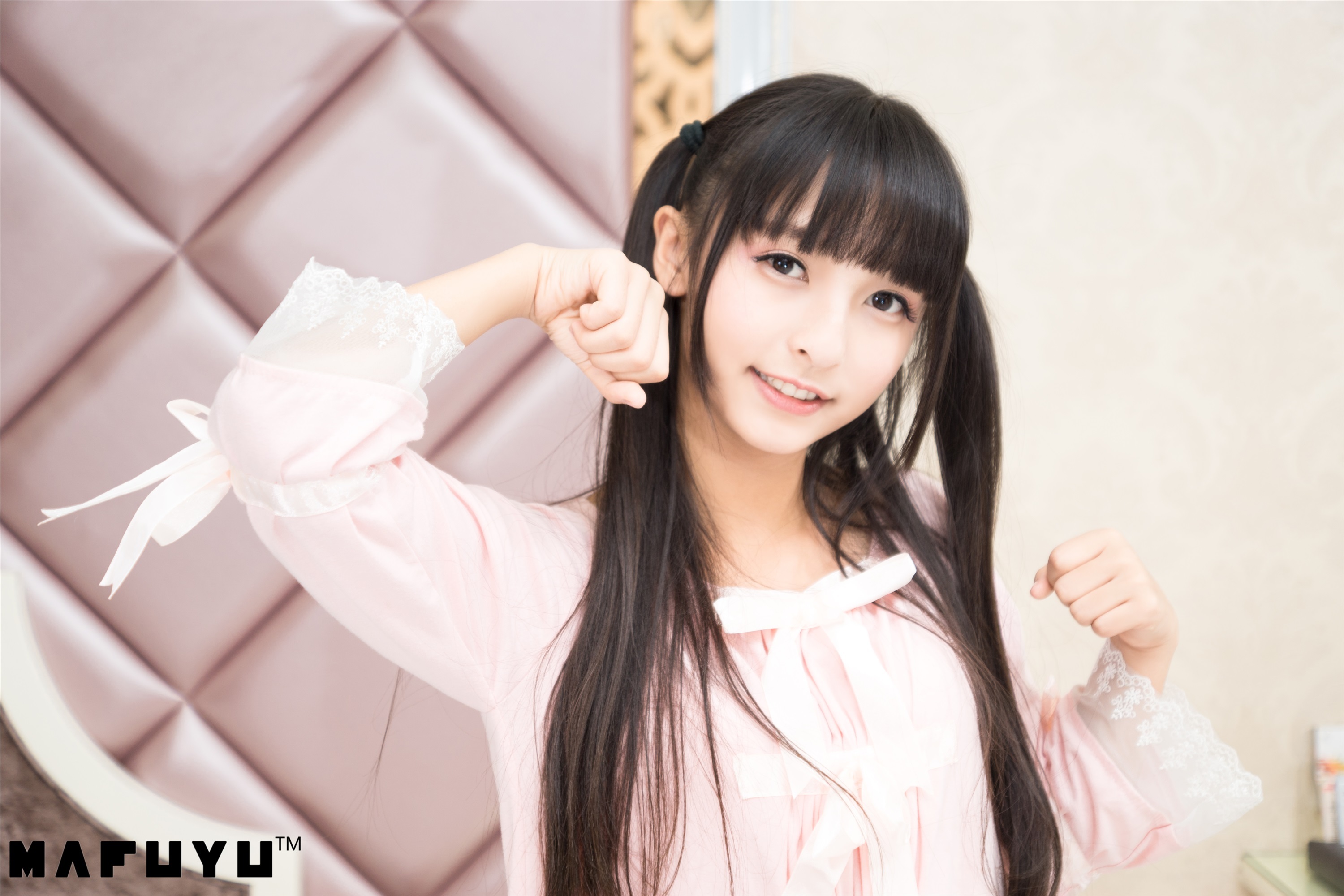 神楽坂真冬套图 - 粉白条纹系列