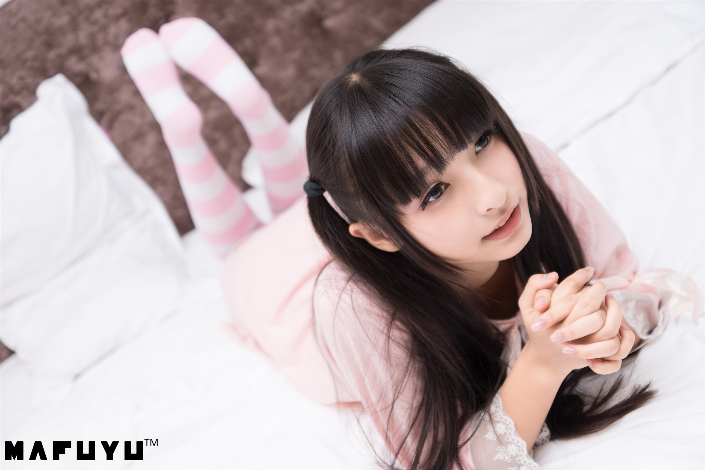 神楽坂真冬套图 - 粉白条纹系列