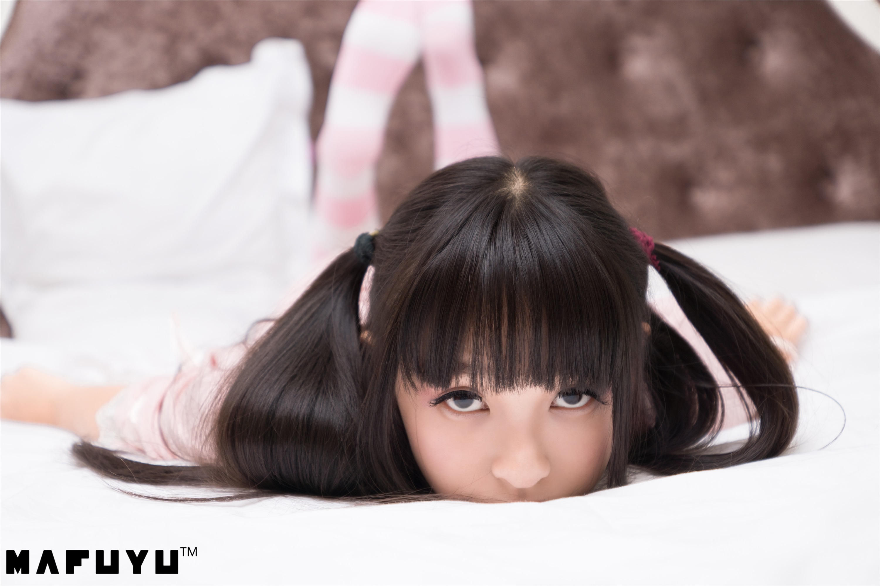 神楽坂真冬套图 - 粉白条纹系列