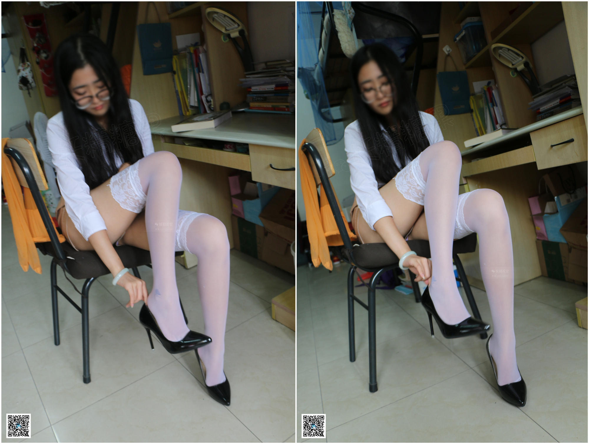 妖精视觉 甜甜 学妹高筒蕾丝袜