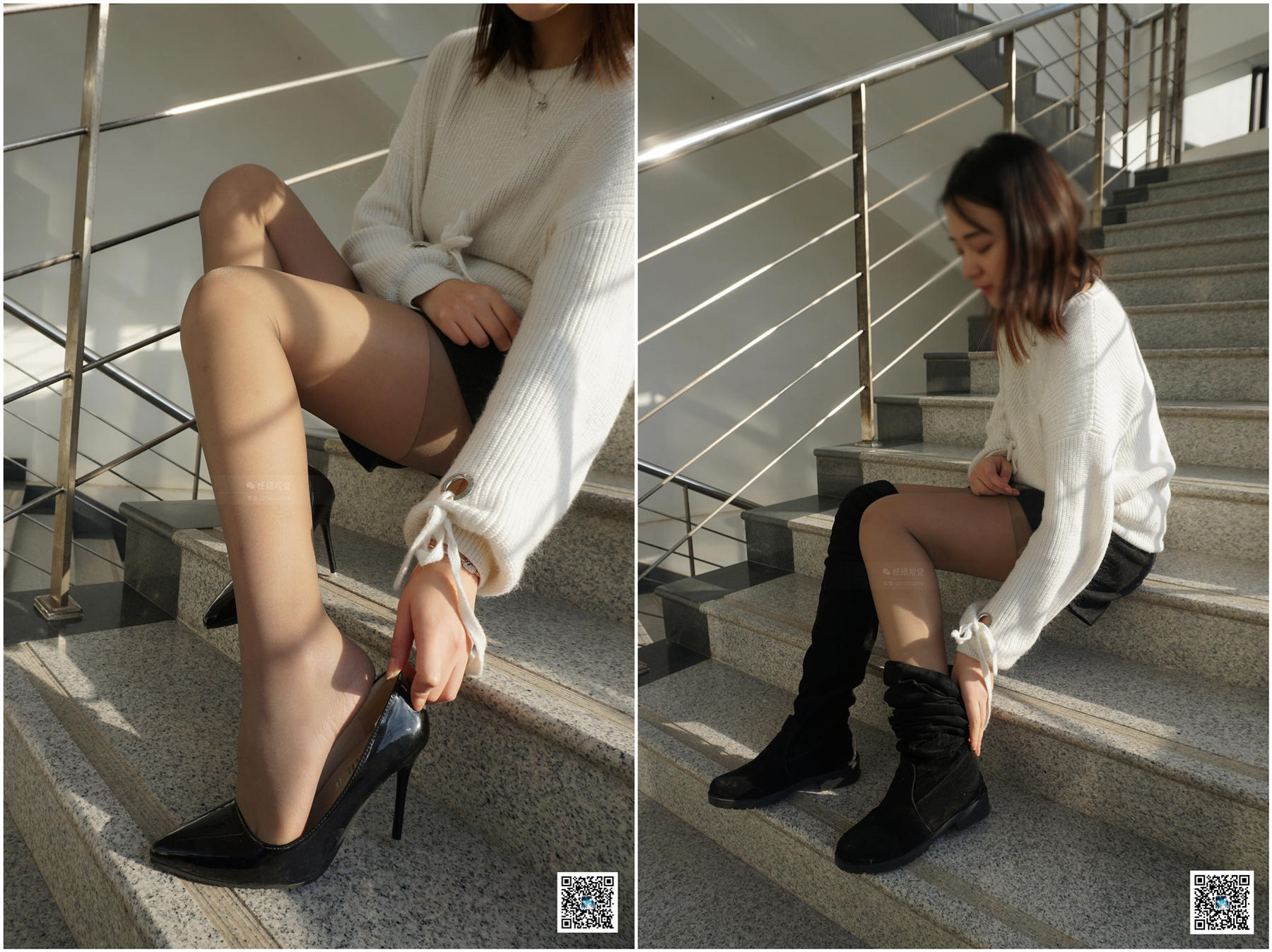 妖精视觉  苏苏 长靴&高跟，双色丝袜