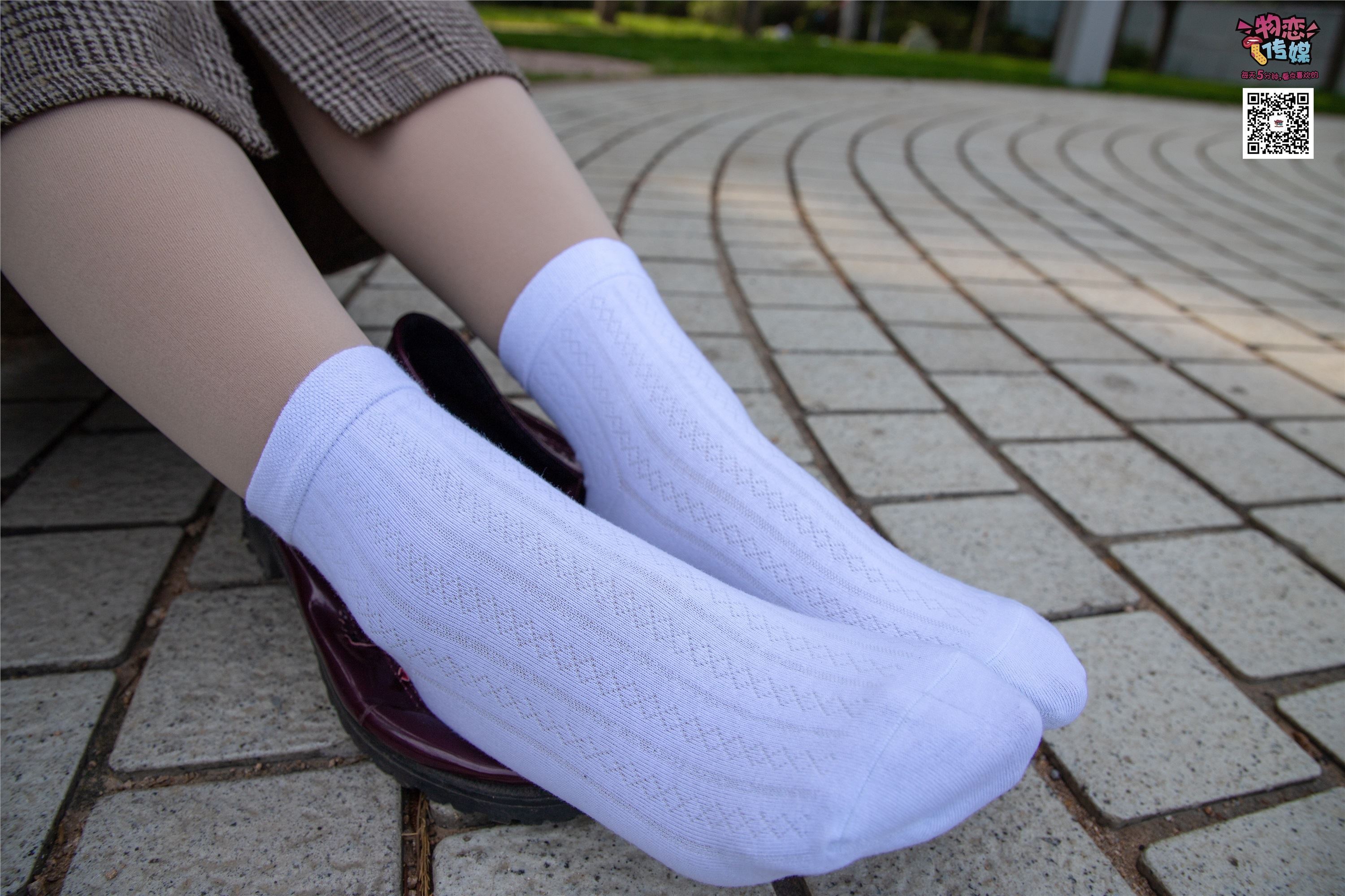 物恋传媒 No.015 书香气质女生，肉丝搭配白棉袜