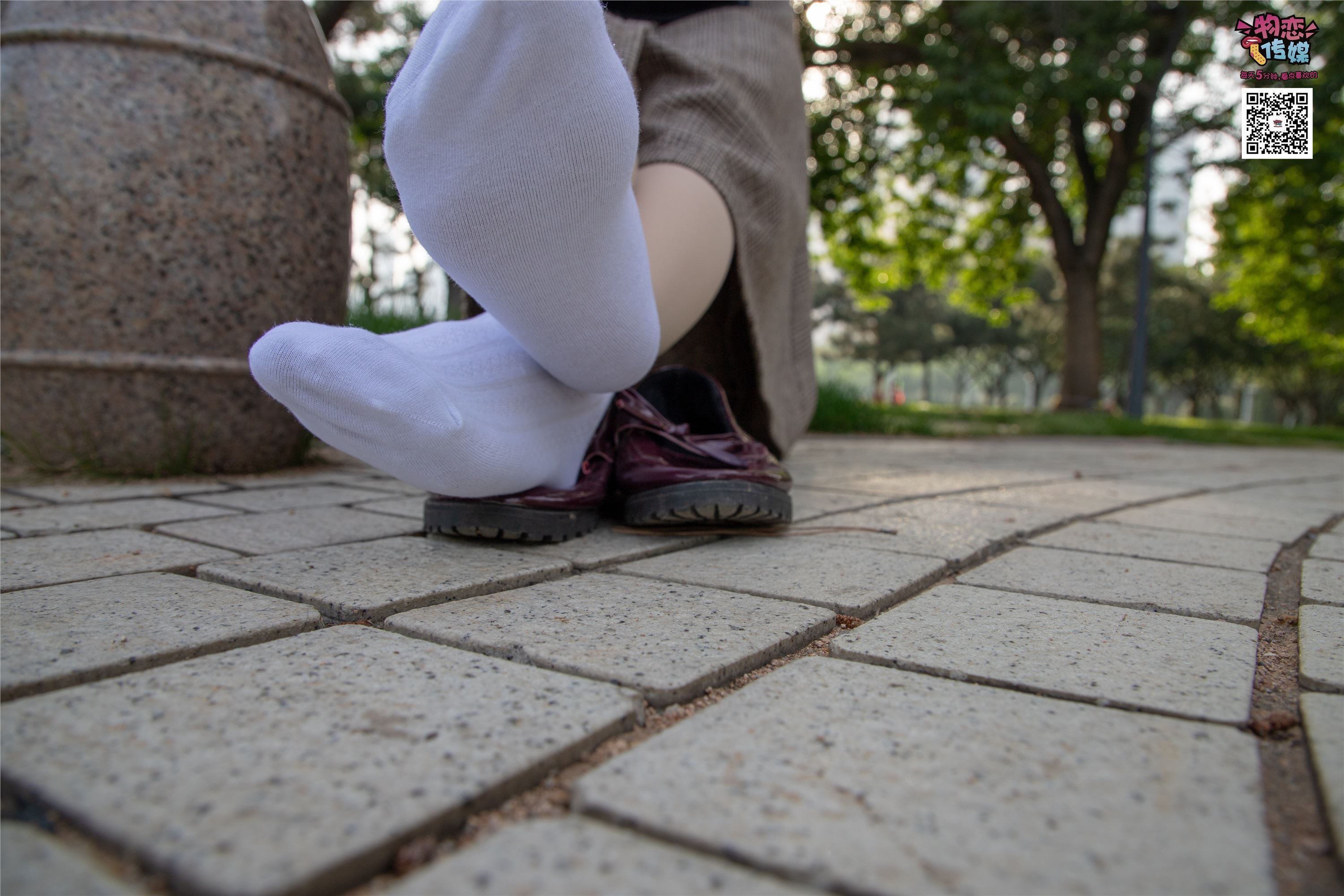 物恋传媒 No.015 书香气质女生，肉丝搭配白棉袜