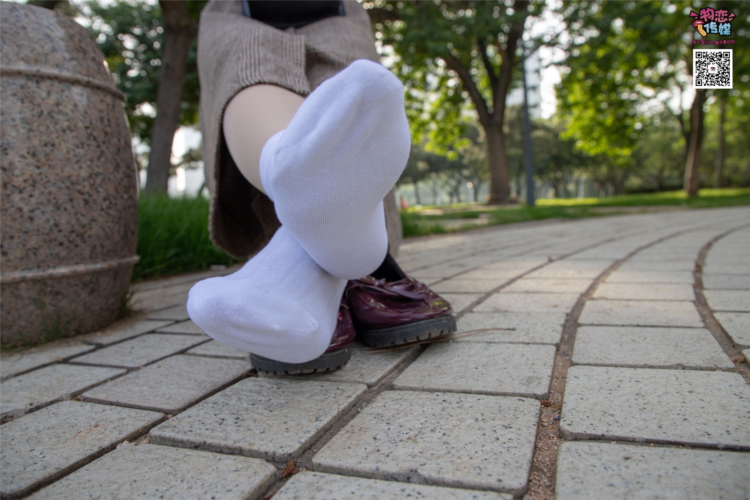物恋传媒 No.015 书香气质女生，肉丝搭配白棉袜