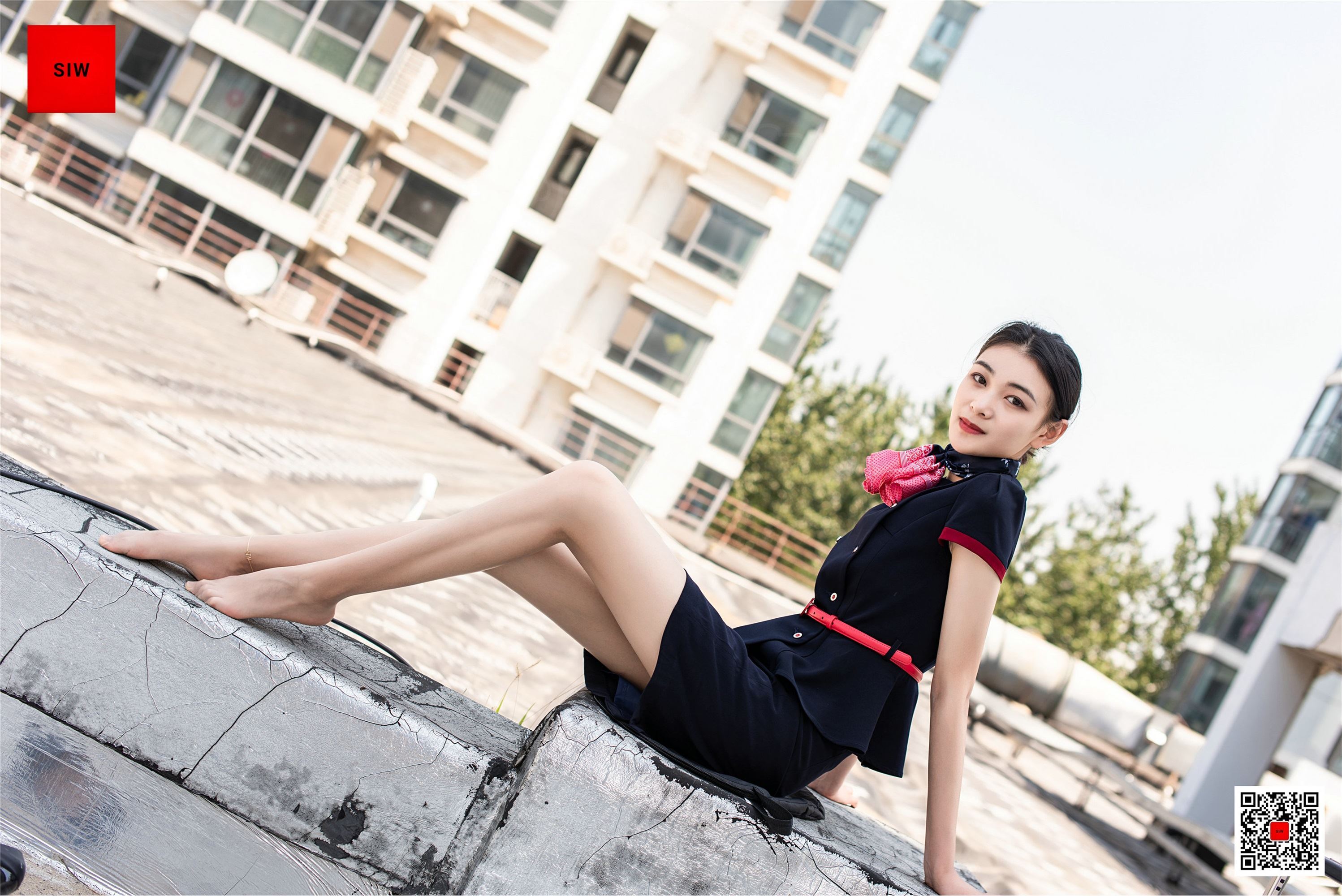 SIW斯文传媒 春夏东航短袖工装带丝巾腰带 - 嘉慧