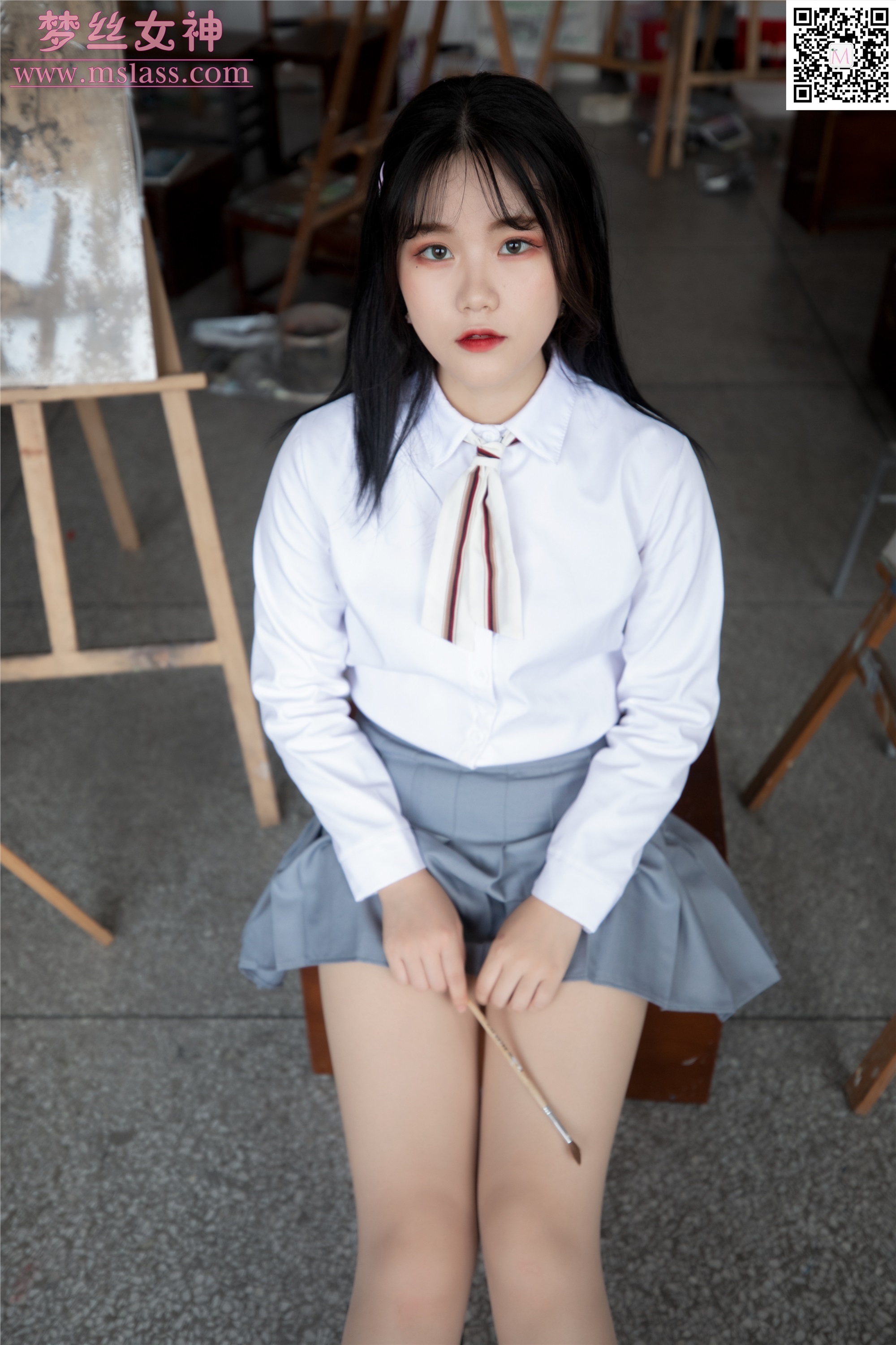 MSLASS梦丝女神 2019-09-25 Vol.053 恬恬 画室少女