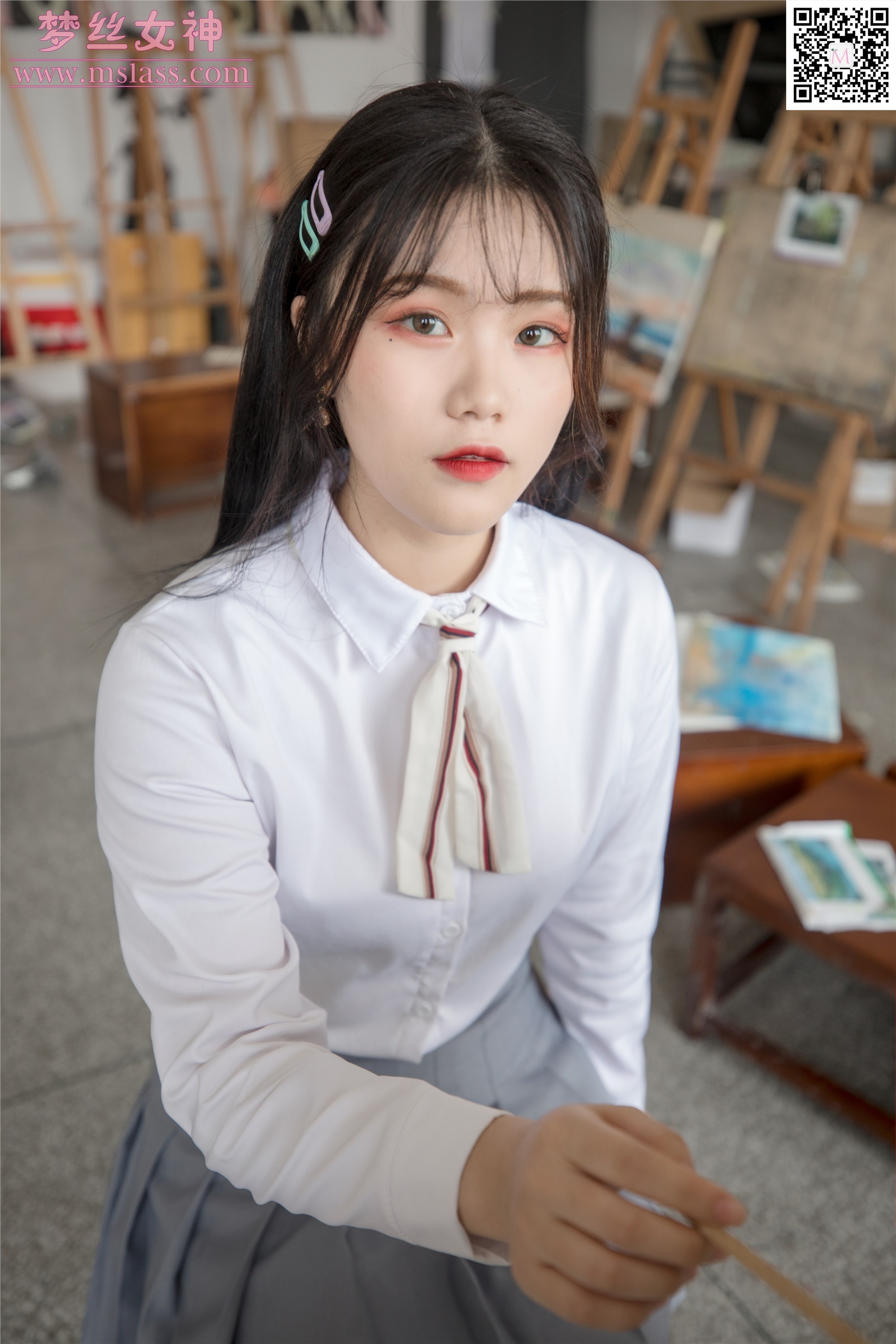 MSLASS梦丝女神 2019-09-25 Vol.053 恬恬 画室少女