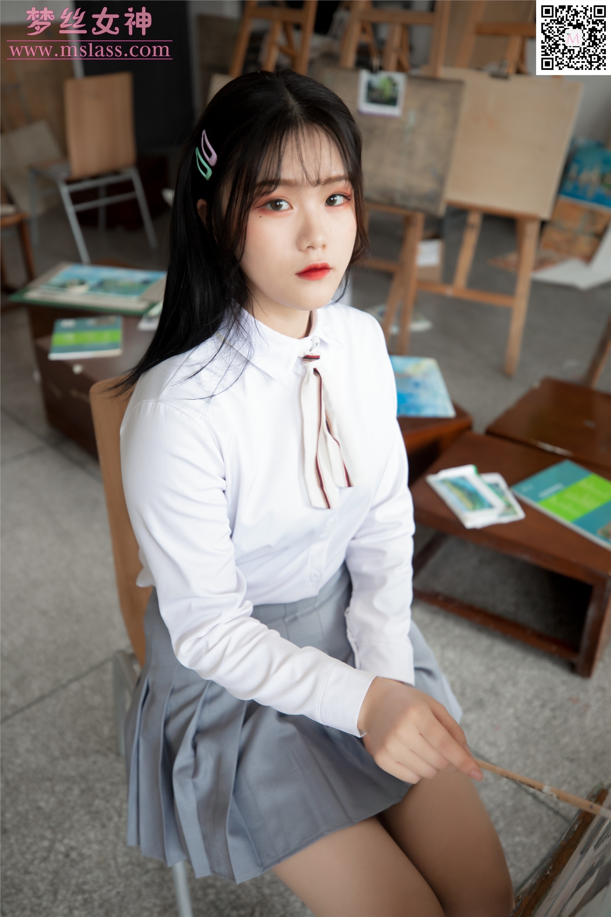 MSLASS梦丝女神 2019-09-25 Vol.053 恬恬 画室少女