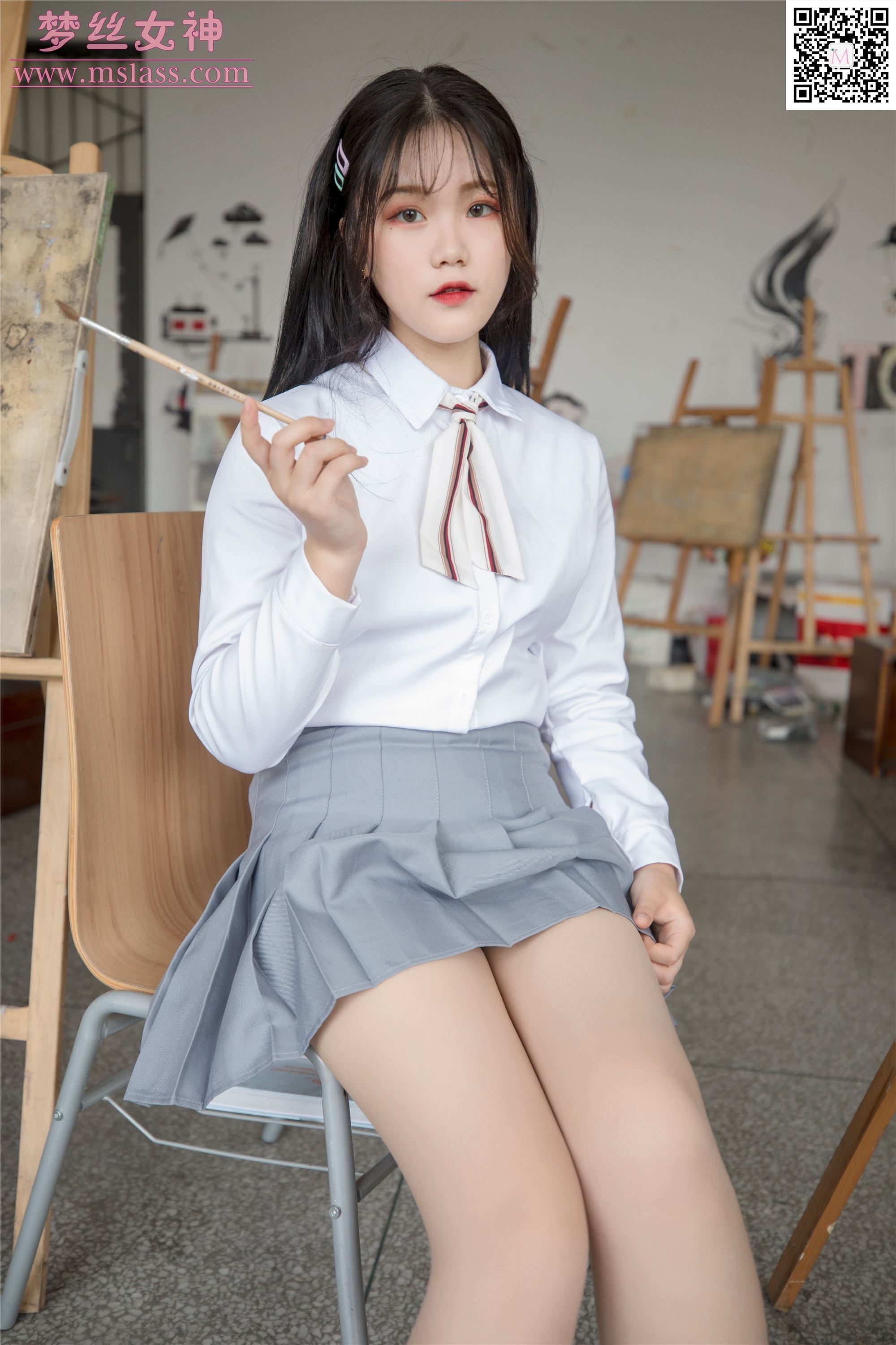MSLASS梦丝女神 2019-09-25 Vol.053 恬恬 画室少女