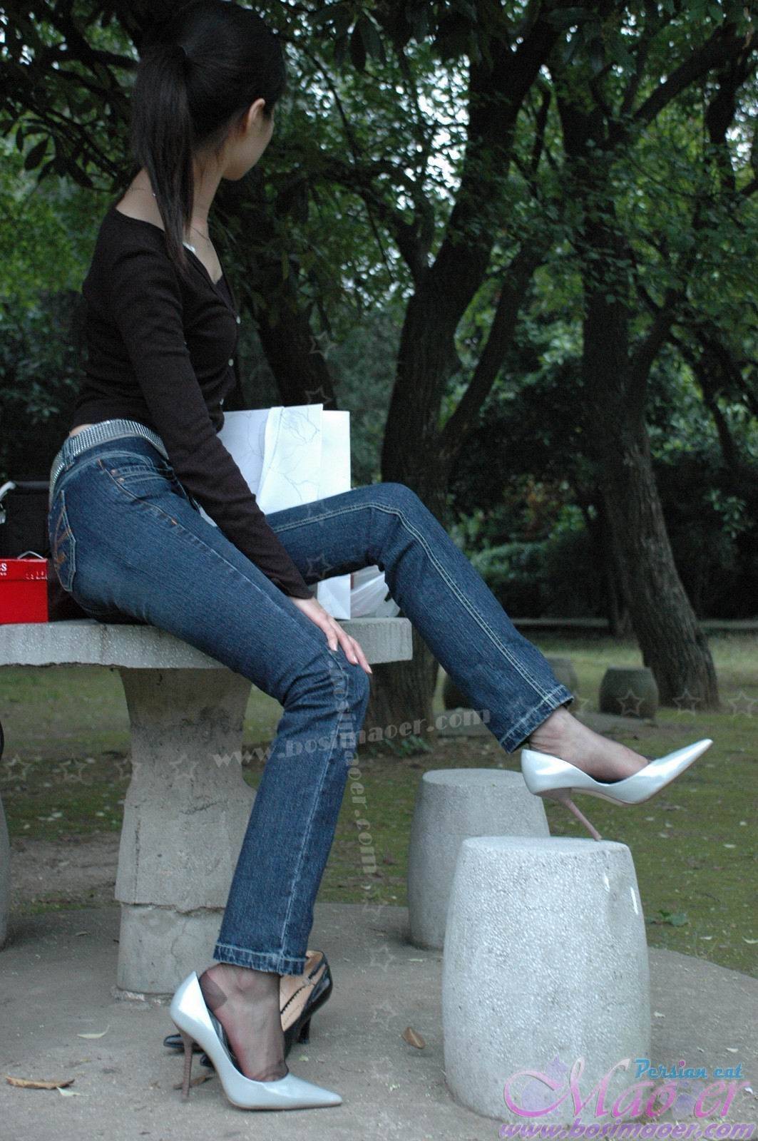 黑丝袜加牛仔裤职业装 波斯猫儿Part31