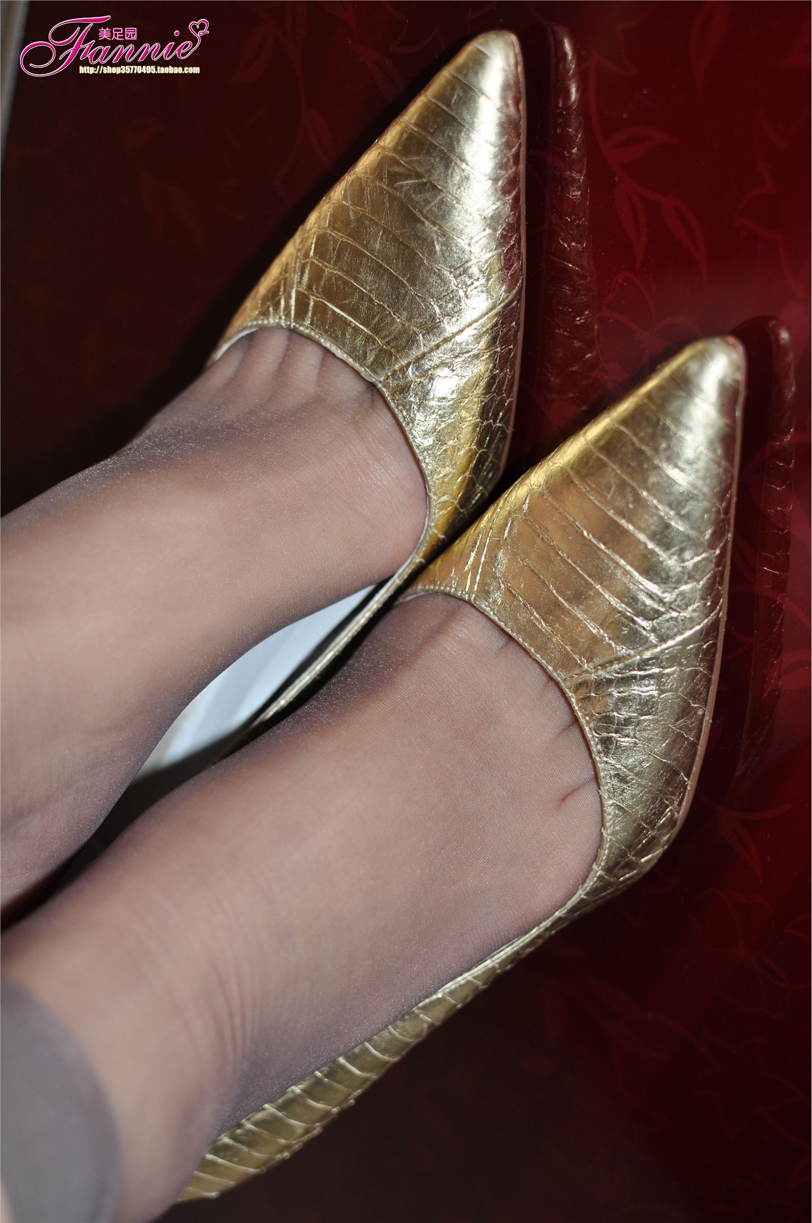 Fannie芬妮高清原图之暗香（金色船鞋灰丝）NO.024