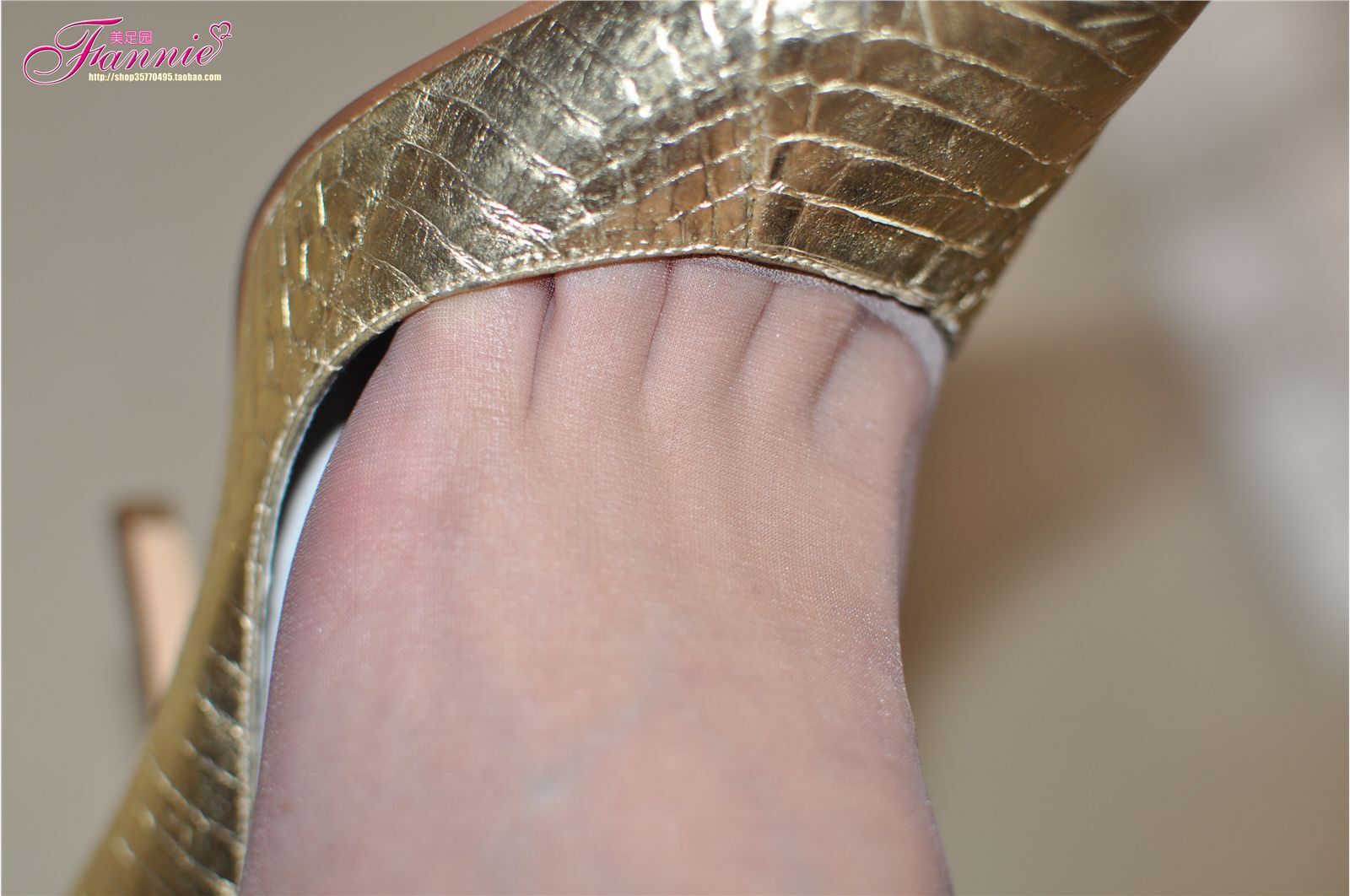 Fannie芬妮高清原图之暗香（金色船鞋灰丝）NO.024