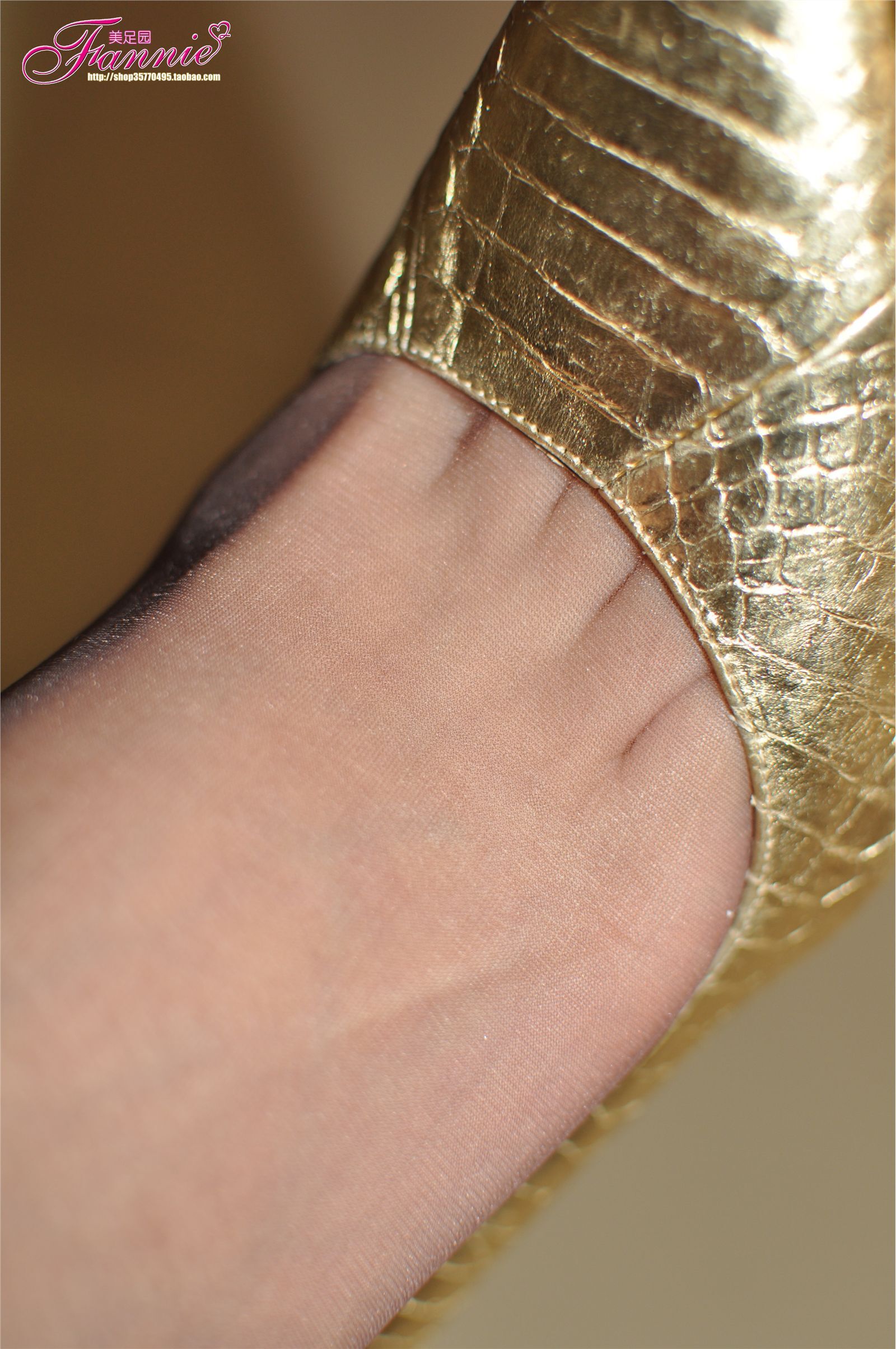 Fannie芬妮高清原图之暗香（金色船鞋灰丝）NO.024