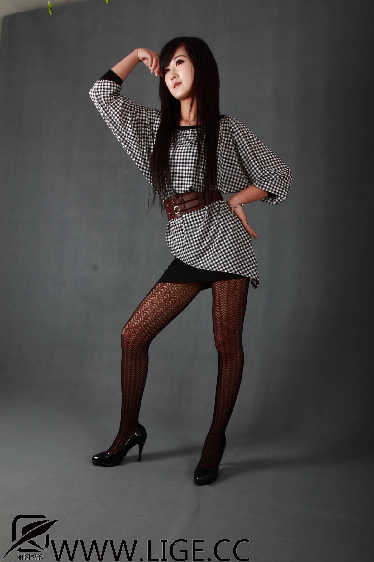 F-No.014 虹虹 25P Lige丽阁影像 黑丝网格美女
