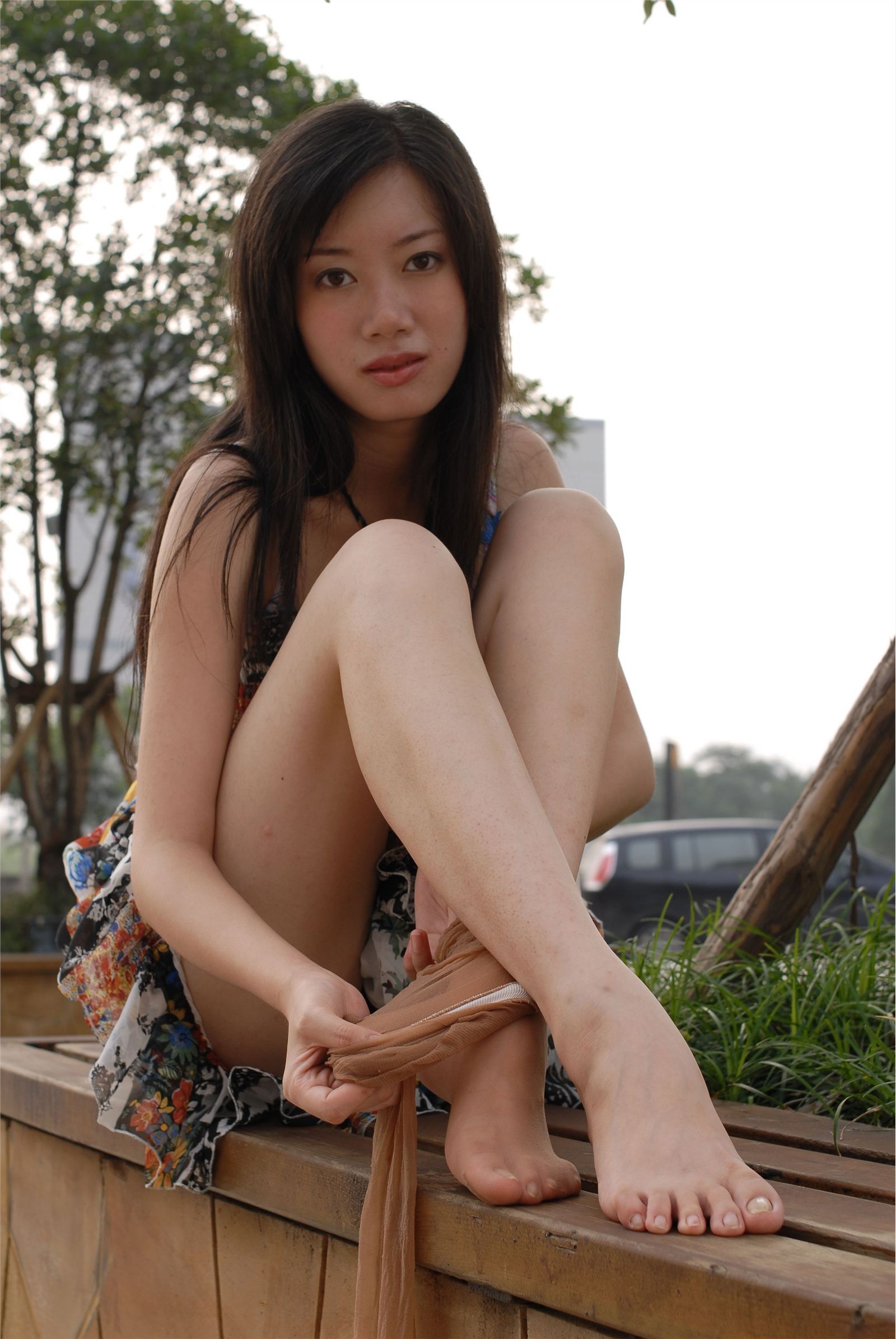 外景蔚蓝丝袜高跟 美腿模特高清