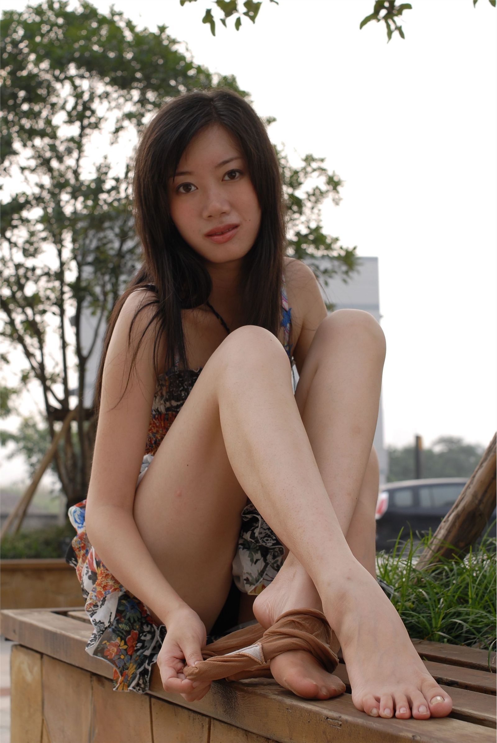 外景蔚蓝丝袜高跟 美腿模特高清