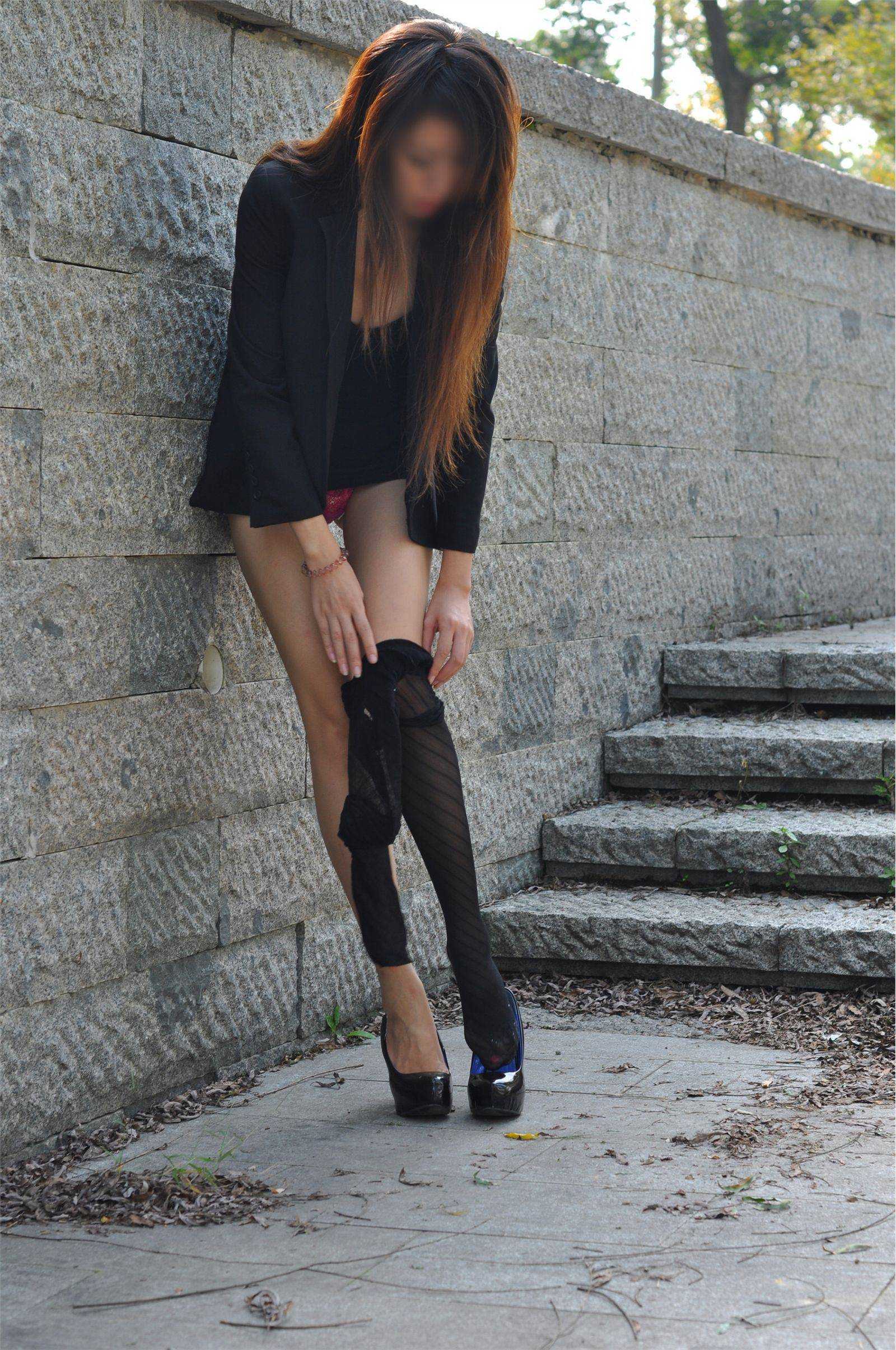 丝间舞VIP NO.354-黑色斜条纹丝袜 职业装